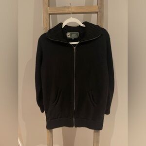 Pure alpaca Black Zip-Up sweater